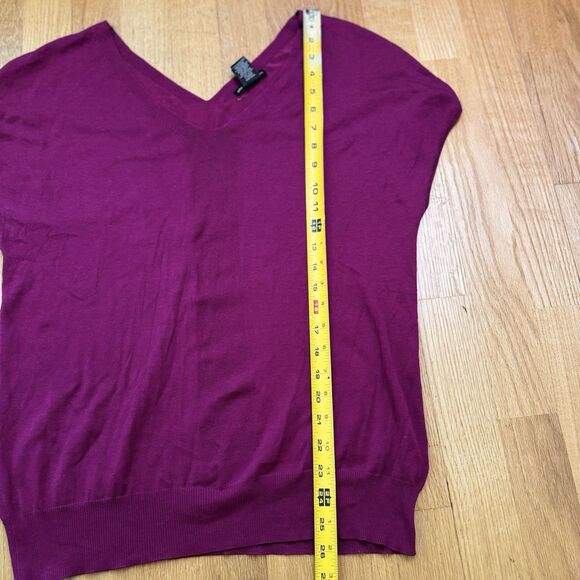New York & Company Women's Oversize Silk Blend Pullover Vneck Sweater Magenta XS - Picture 7 of 15